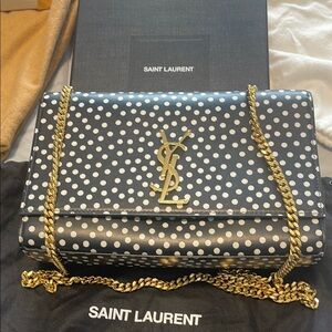 Saint Laurent Black and White Polka Dot Heels